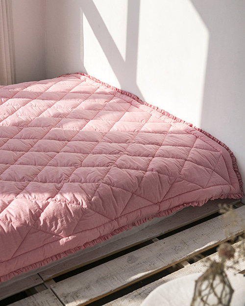 맞춤 자연염색 60수 면 침대패드 프릴 핑크