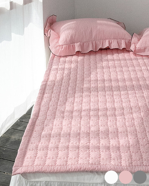 시어서커 여름 침대 패드 핑크