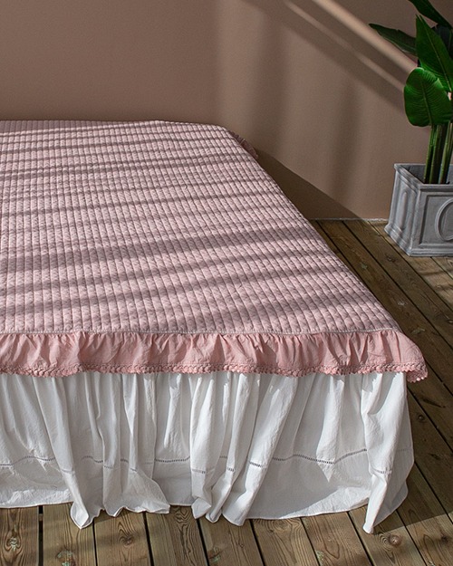 레이스누비 침대 패드 핑크
